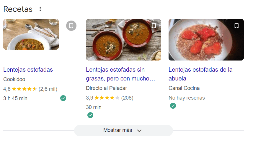 Rich Snippets: Què són i com implementar-los exemple rich snippets en receptes